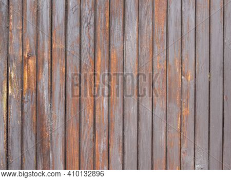 Wooden Surface, Texture, Vertically Oriented From Narrow Segments. Painted Gray, Which Is Abraded An