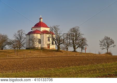 Chapel Of The Holy Trinity - Beautiful Small Chapel On The Hill At Sunset. Rosice - Czech Republic.