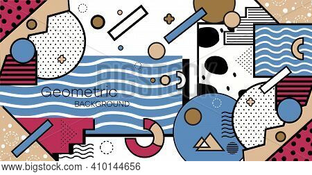 Geometric Background. Bauhaus, Memphis Minimalist Retro Poster Graphic Vector Illustration.