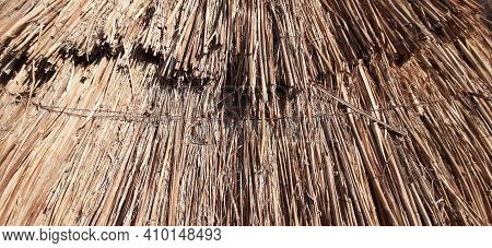 The Texture Of The Gatural Straw. Canopy From The Sun