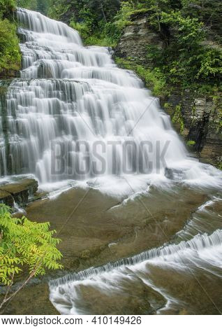 Hecotor Falls On Hecor Creek Falls Right Next To Highway 414 In Schuyler County, New York.  The Fall