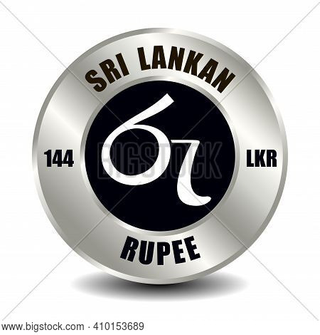 Ceylon, Sri Lanka Money Icon Isolated On Round Silver Coin. Vector Sign Of Currency Symbol With Inte