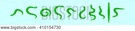 Set Of Rattle Snake Cartoon Icon Design Template With Various Models. Modern Vector Illustration Iso