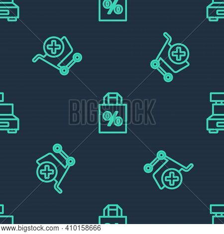 Set Line Shoping Bag With Percent Discount, Remove Shopping Cart And Cash Register Machine On Seamle