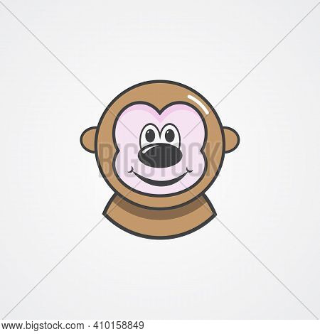 Monkey Face Icon. Cheerful And Cute Monkey.vector