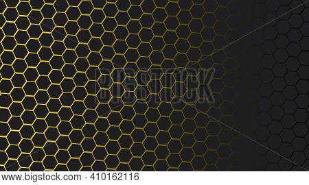 Dark Hexagon Background And Golden Light  Hd
