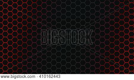Abstract Red Light Hexagon Line In Grey Modern Luxury Futuristic Background