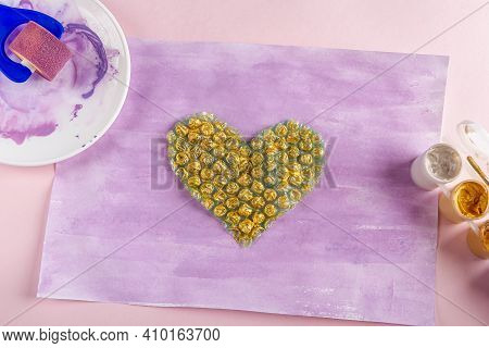 Diy And Kids Creativity Step By Step Instruction: Drawing Greeting Card Non-standard Method. Step2 A