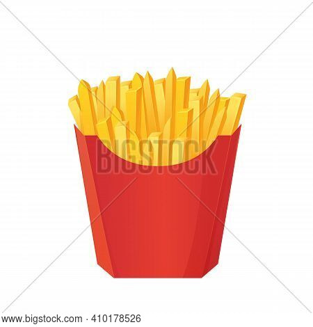 Realistic French Fries Box. Fastfood Concept. Can Be Used As Mockup. Stock Vector Illustration In Ca