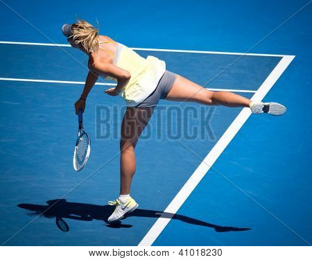 MELBOURNE - 14. ledna: Maria Sharapova Ruska v jejím prvním kole vyhrát nad Olga Puchkova nebo Russi
