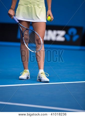 MELBOURNE - 14. ledna: Maria Sharapova Ruska v jejím prvním kole vyhrát nad Olga Puchkova nebo Russi