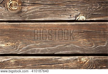 Beautiful Ancient Rough Surface With Cracks, Tree Rings And A Round Knag. Bright Natural Wood Knot D