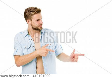 Solution For All Problems. Find Solution. Man With Bristle Smiling Face White Background. Guy Happy 