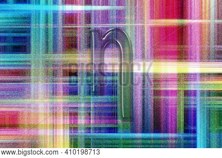Eta Sign. Eta Letter, Greek Alphabet Symbol, Colorful Checkered Background
