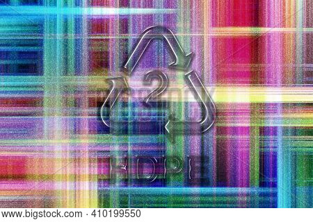 Hdpe, Plastic Recycling Symbol Hdpe 2, Colorful Checkered Background
