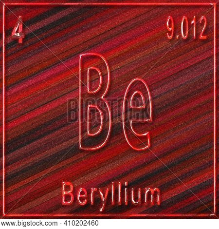 Beryllium Chemical Element, Sign With Atomic Number And Atomic Weight, Periodic Table Element