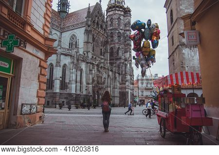 Kosice, Slovakia - September, 2016: St. Elisabeth Cathedral Is A Slovakias Largest Church And One Of