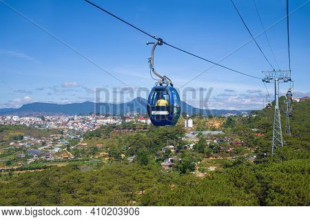 Da Lat, Vietnam - December 28, 2015: On The Cable Car Of The City Of Da Lat
