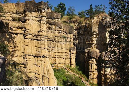Pha Chor Canyon Cliffs In Jungle Wild Forest Of Mae Wang National Park For Thai People And Foreign T
