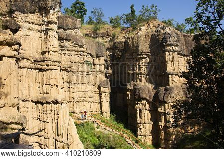 Pha Chor Canyon Cliffs In Jungle Wild Forest Of Mae Wang National Park For Thai People And Foreign T