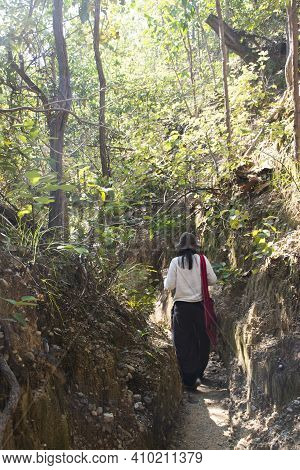 Travelers Thai Women People Walking Travel Visit Pha Chor Canyon Cliffs And Trekking Hiking On Natur