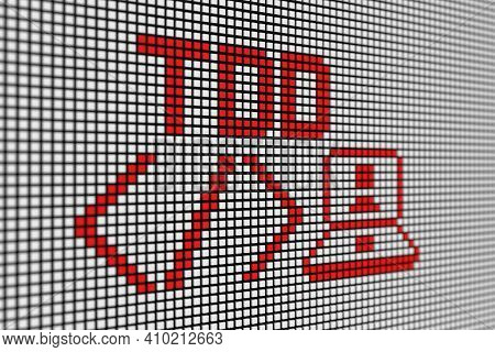 Tdd Text Scoreboard Blurred Background 3d Illustration