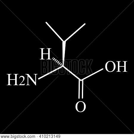 Valine Amino Acid. Chemical Molecular Formula Of Valine Amino Acid. Vector Illustration On Isolated 