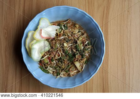 Raw Vegetable Mixed With Peanut Sauce. Traditional Food From West Java, Indonesia Called 