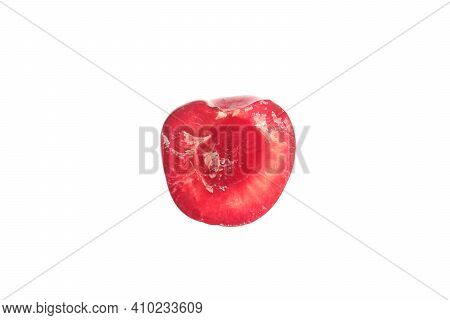 Sweet Red Healthy Vitamin Berry. Fresh Isolated Cherries Half.