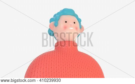 3d Bright People Portrait - 3d Render Design Concept Illustration Of A Plastuc Doll Of A Young Man, 
