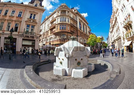 Belgrade, Serbia- September 07, 2019: Delijska Cesma Fountain Built In Knez Mihailova Street, Main P