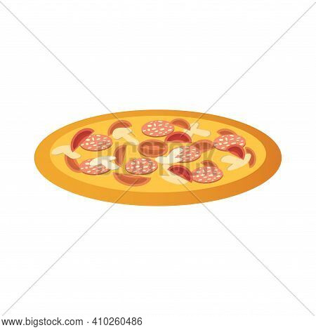 Pizza On An Isolated White Background. Vector Illustration.