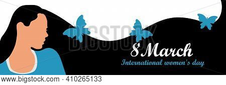 Fashion Woman With Long Hair. Vector Illustration. 8 March, International Womans Day