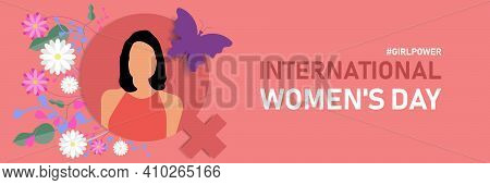 International Women's Day. Butterfly. Vector Template With For Card, Poster, Flyer And Other Users