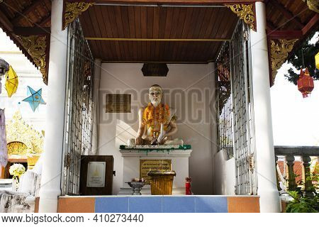 Jivaka Komarabhacca Or Kumarabhrta Buddhism Doctor Statue Of Wat Phra That Doi Saket Temple For Thai
