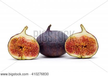 Three Purpel Brazil Figs Isolated On White