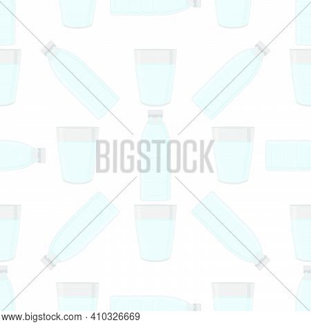 Illustration On Theme Set Identical Types Plastic Bottles For Drinking Water. Water Pattern Consisti