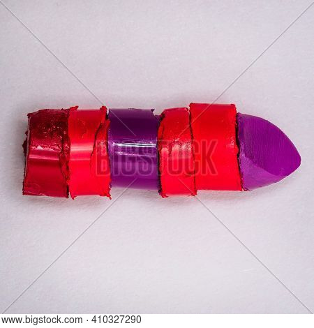 Colorful Lipstick Cutted Swatch Sample Close Up