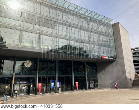 Zug, Switzerland - 26th February 2021 : Sbb / Cff / Ffs Railway Train Station Building Of The City Z