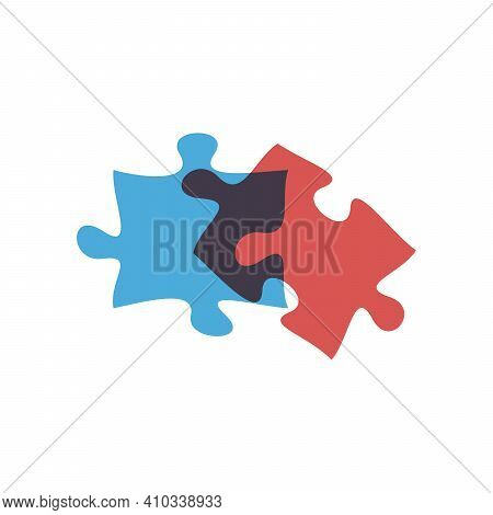 Two Puzzle Pieces Vector Isolated Colored Logo, Puzzle Chain. Game Logo.stock Vector Illustration Is