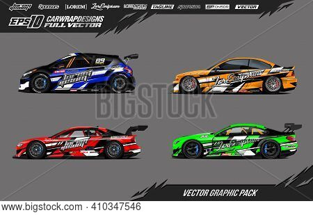 Car Wrap Decal Graphic Design. Abstract Stripe Racing Background Designs For Wrap Cargo Van, Race Ca