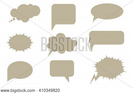Speech Bubble. Flat Abstract Design. Retro Flat Advertising With Message Icons Brown. Vector Templat