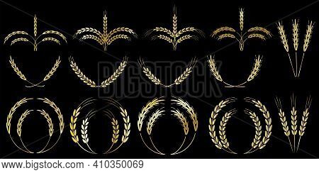 Pattern With Gold Wreaths. Winner Award. Floral Background. Vector Art Illustration. Stock Image. Ep