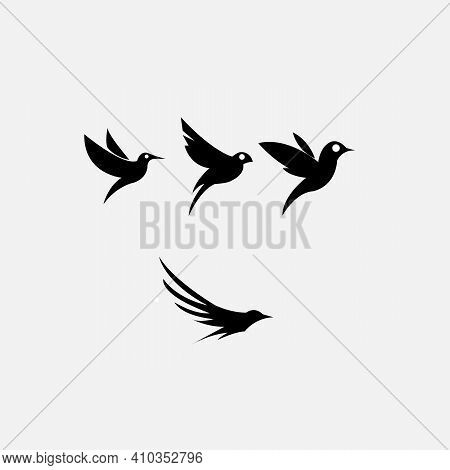 Small Colibri Vector Illustration With Typography. Digital Art With Trendy Geometric Shapes. Small B