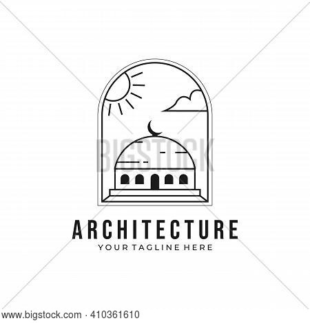 Dome Building Architecture Logo Vector Line Art Minimal Illustration Design
