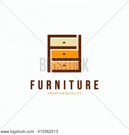 Cupboard Logo Vector Design Vintage, Illustration Of Minimalist Furniture, Simply Interior Concept