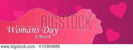 Elegant Greeting Card Design With Illustration Of Young Girl For Happy Women's Day Celebration