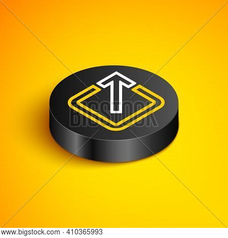 Isometric Line Open In New Window Icon Isolated On Yellow Background. Open Another Tab Button Sign. 