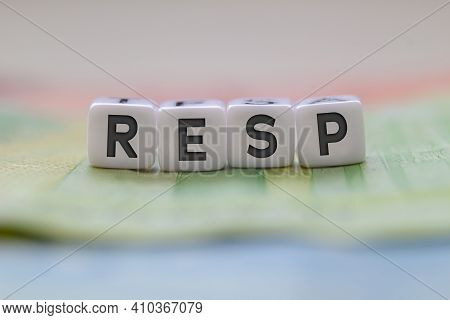 Resp Letters On White Blocks With Bills On A Clear Background