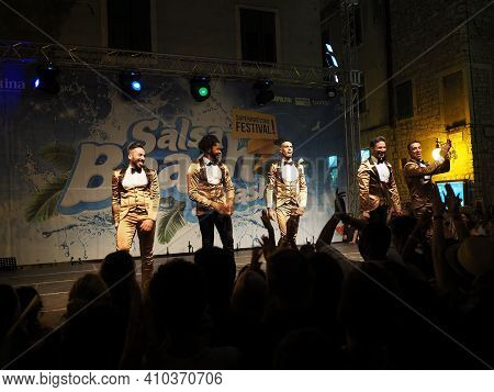 Sibenik, Croatia- July 7, 2017: Grupo Alafia Dance Performances At Salsa Beach Splash Festival In Si